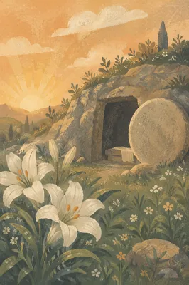 Easter Lilies by the Empty Tomb