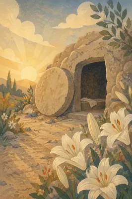 Easter Lilies by the Empty Garden Tomb