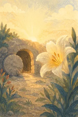 Easter Lily by the Empty Tomb