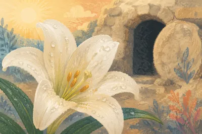 Dewy Easter Lily by Empty Tomb