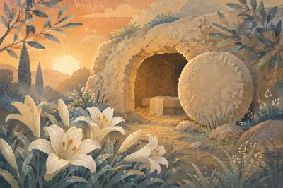 Easter Lilies at the Empty Garden Tomb