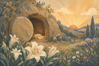 Easter Lilies by the Empty Garden Tomb