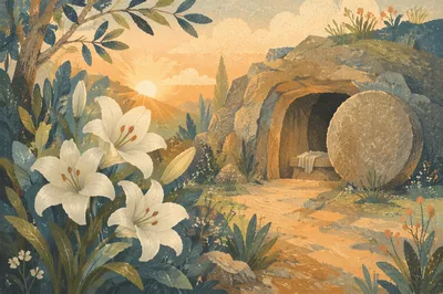 Easter Lilies by the Empty Garden Tomb