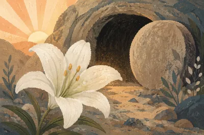 Easter Lily by the Empty Tomb
