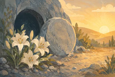 Easter Lilies by the Empty Tomb