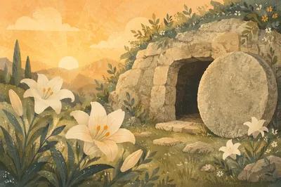 Easter Lilies by the Empty Tomb