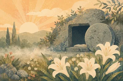 Easter Lilies by the Empty Tomb