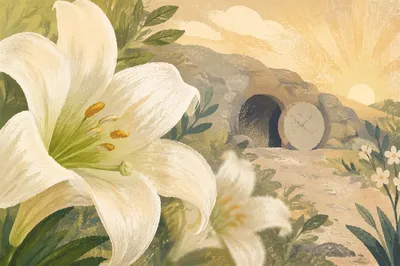 Easter Lily Before Empty Tomb Sunrise