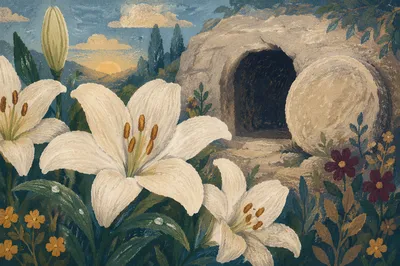Easter Lilies Before the Empty Tomb