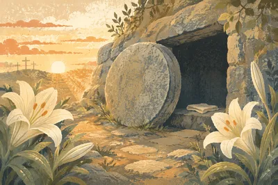 Easter Lilies at the Empty Garden Tomb