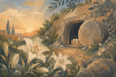 Easter Lilies by the Empty Garden Tomb