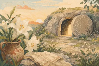 Easter Lilies by the Empty Garden Tomb