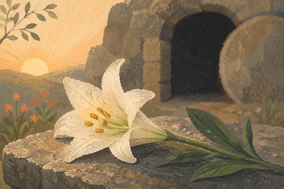 Easter Lily at Empty Tomb Morning