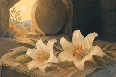 Easter Lilies at the Empty Tomb