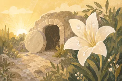 Easter Lily by the Empty Tomb
