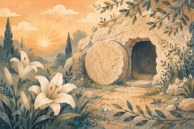 Easter Lilies by the Empty Garden Tomb