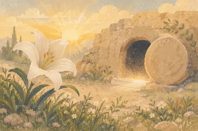 Easter Lily by the Empty Tomb