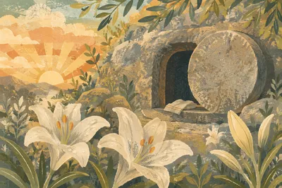 Easter Lilies at the Empty Garden Tomb
