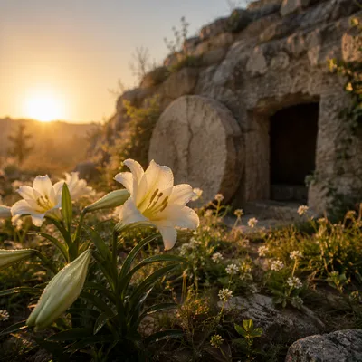 Easter Lilies by the Empty Garden Tomb
