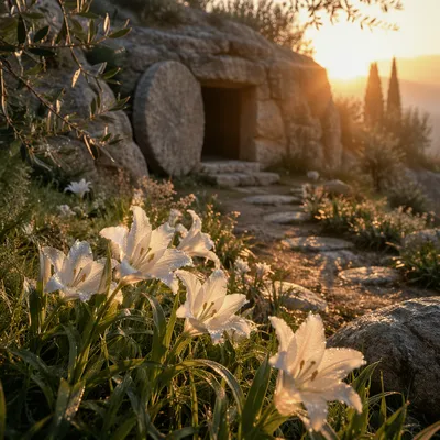 Easter Lilies at the Empty Garden Tomb