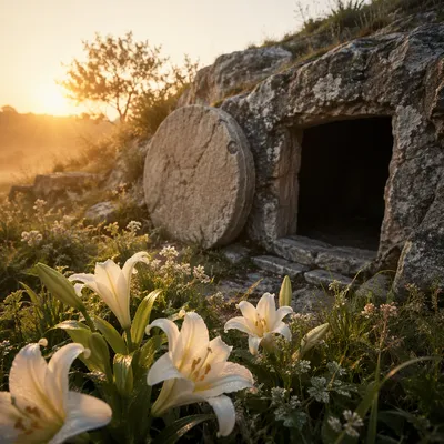 Easter Lilies by the Empty Tomb