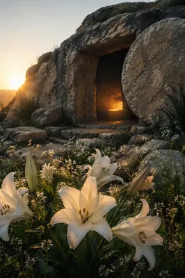 Easter Lilies by the Empty Garden Tomb
