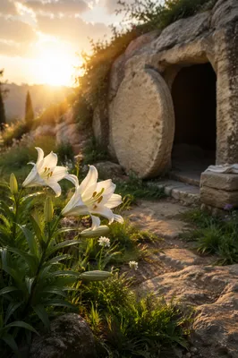 Easter Lilies by the Empty Garden Tomb