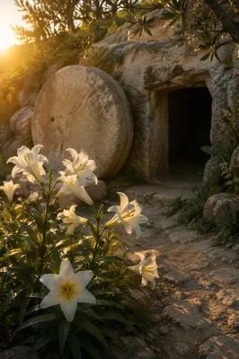 Easter Lilies at the Empty Garden Tomb