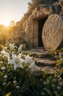Easter Lilies by the Empty Tomb