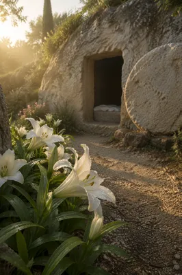 Easter Lilies at the Empty Garden Tomb