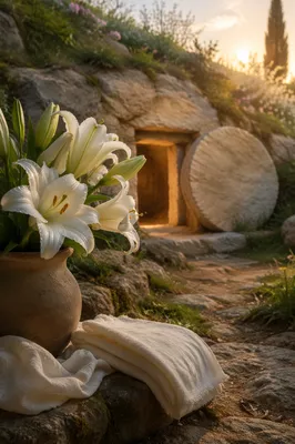 Easter Lilies by Empty Garden Tomb