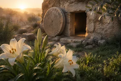 Easter Lilies at the Empty Garden Tomb