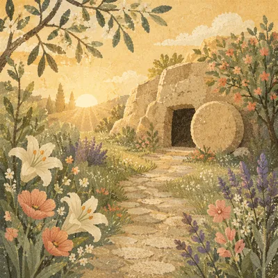 Easter Sunrise Path to Empty Tomb