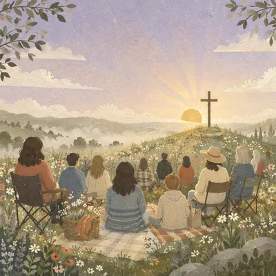 Easter Sunrise Service in Meadow Dawn
