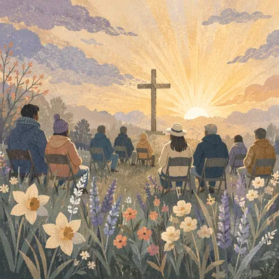 Easter Sunrise Service in Meadow Dawn