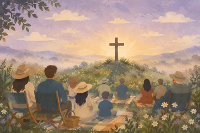 Easter Sunrise Service in Meadow Dawn