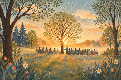 Easter Sunrise Service in Meadow Dawn