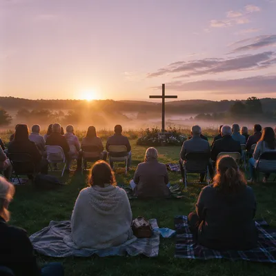 Easter Sunrise Service in Meadow Dawn