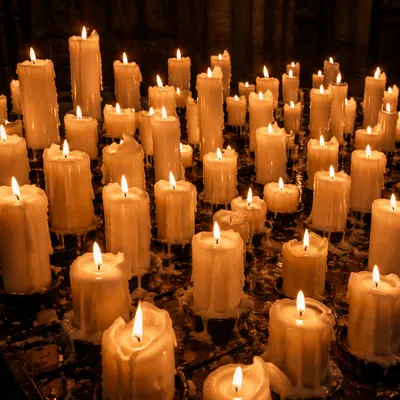 Easter Vigil Candles in Dark Church