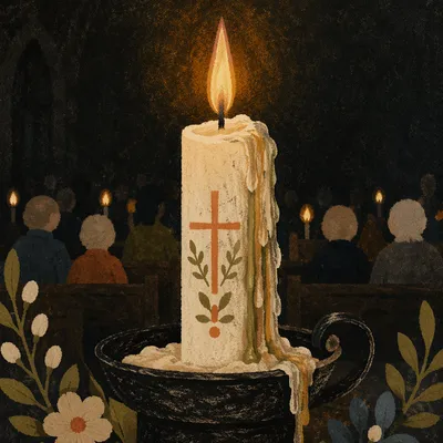Easter Vigil Candle in Dark Church