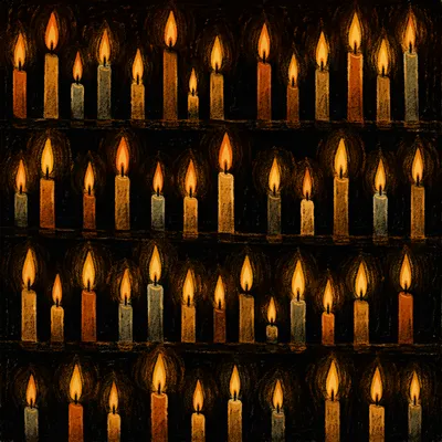 Easter Vigil Candle Flames in Dark Church