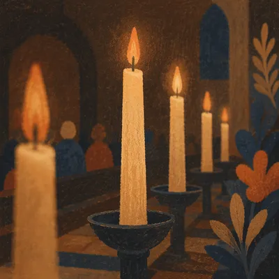 Easter Vigil Candles in Dark Church