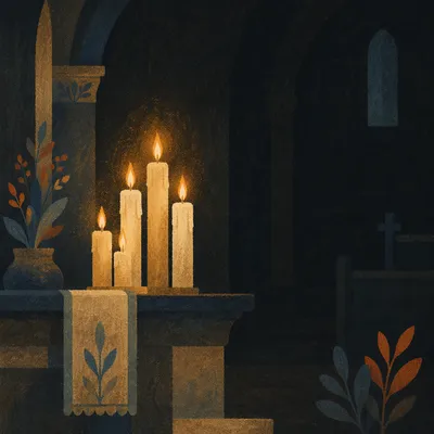 Easter Vigil Candles in Dark Church