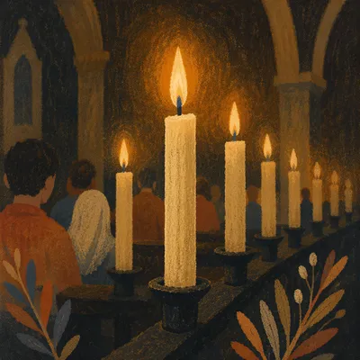 Easter Vigil Candles in Quiet Church