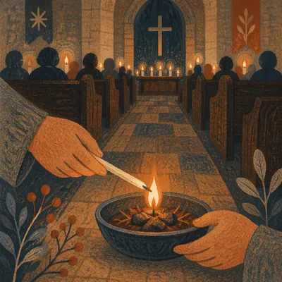 Easter Vigil Candle Lighting in Dark Church