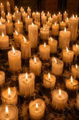 Easter Vigil Candles in Dark Church
