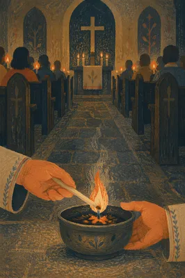 Easter Vigil Candle Lighting in Dark Church