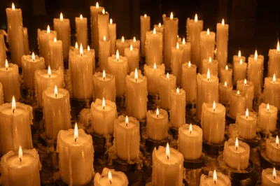 Easter Vigil Candles in Dark Church