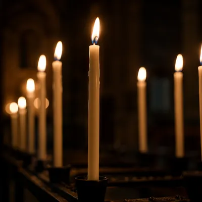 Easter Vigil Candles in Dark Church