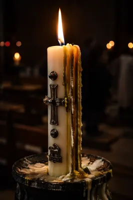 Easter Vigil Candle in Dark Church